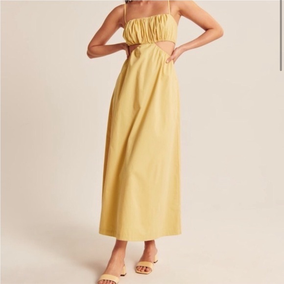 Abercrombie and Fitch Bubble top Yellow Maxi Dress XL - Picture 3 of 5